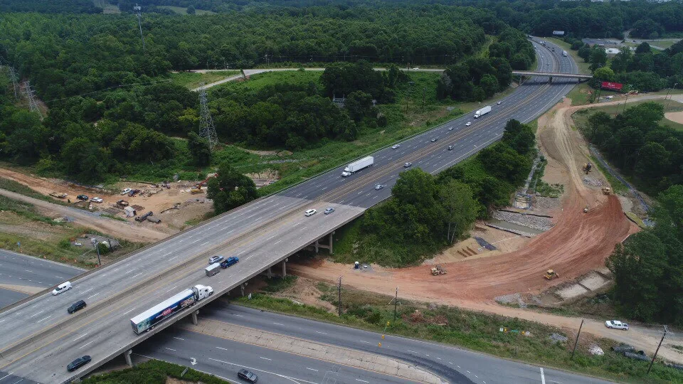 Road construction photograph from Triangle’s heavy-highway service page